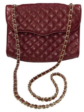 Rebecca Minkoff A Quilted Affair Burgundy Leather Shoulder Crossbody Bag size L